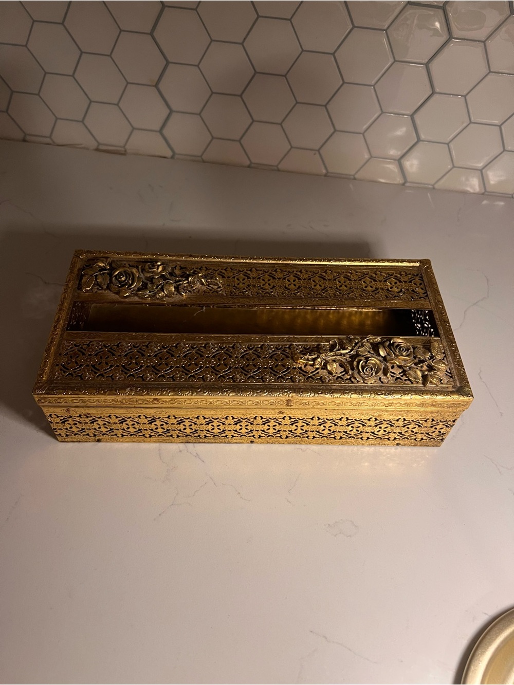 Vintage brass tissue box